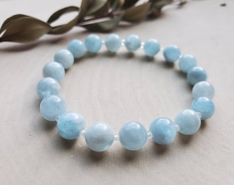 Aquamarine Stone Bracelet, Aquamarine Jewelry, Aquamarine Gift, Aqua Stone Jewelry, Aquamarine Beaded Bracelet, March Birthstone Jewelry