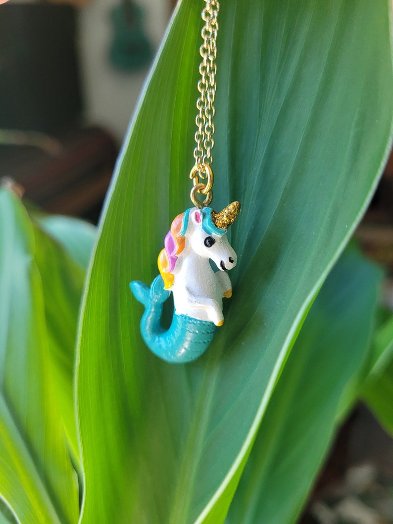 Mermicorn Necklace, Cute Unicorn Mermaid Necklace, Girls Unicorn Jewelry, Unicorn gift, Magical Unicorn Necklace, Cute Unicorn Gift image 2