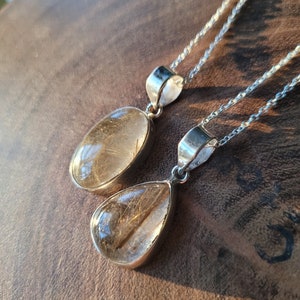 Golden Rutile Quartz Necklace, Natural Rutile Quartz Jewelry, Gold Rutile Necklace, Healing Quartz Pendant, Rutile Quartz Stone Jewelry image 5