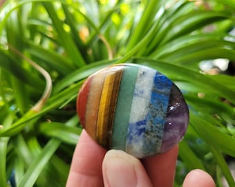 Rainbow Chakra Worry Stone, 7 Chakra Healing Crystal, Rainbow Stone Healing Crystal, Seven Chakra Stone, Rainbow Chakra Meditation Crystal