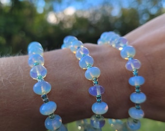 Opalite Bracelet, Opalite Jewelry, Opalite Gift, Manmade Opal Jewelry, Opalite Beaded Bracelet, Opalite Friendship Bracelet