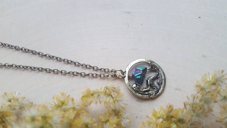 Mermaid Necklace, Mermaid Jewelry, Girls Mermaid Necklace, Magical Mermaid Necklace, Small Mermaid Pendant, Mermaid Gemstone Jewelry image 7