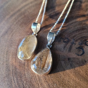 Golden Rutile Quartz Necklace, Natural Rutile Quartz Jewelry, Gold Rutile Necklace, Healing Quartz Pendant, Rutile Quartz Stone Jewelry image 3