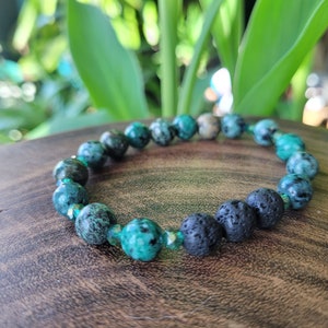 African Turquoise Essential Oil Bracelet, Green Stone Diffuser Bracelet, African Turquoise, Green Healing Stone Gift, Aromatherapy Gift image 7