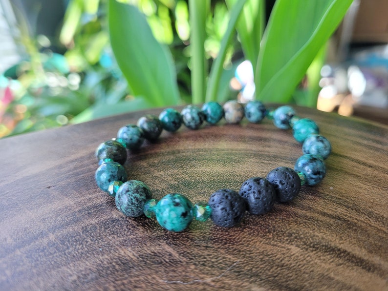 African Turquoise Essential Oil Bracelet, Green Stone Diffuser Bracelet, African Turquoise, Green Healing Stone Gift, Aromatherapy Gift image 7