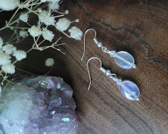 Angel Aura Quartz Earrings, Aura Stone Earrings, Angel Quartz Jewelry, Aura Crystal Gift, Healing Quartz Earrings, Crystal earrings