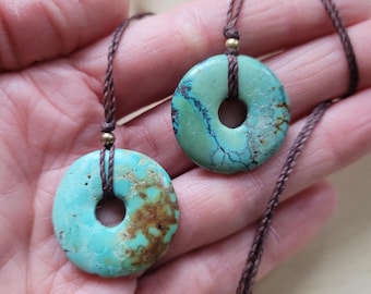 Natural Turquoise Stone Necklace, Turquoise Stone Jewelry, Turquoise Disc Stone Necklace, Turquoise Gift, Natural  Aqua Turquoise Jewelry