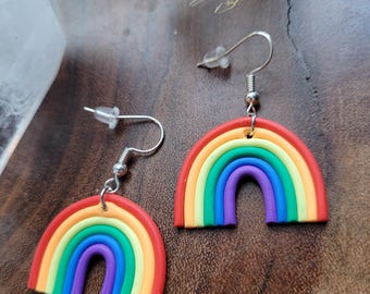 Rainbow Earrings, Cute Rainbow Earrings, Rainbow Jewelry, Rainbow Gift, Lightweight Clay Rainbow Arch earrings
