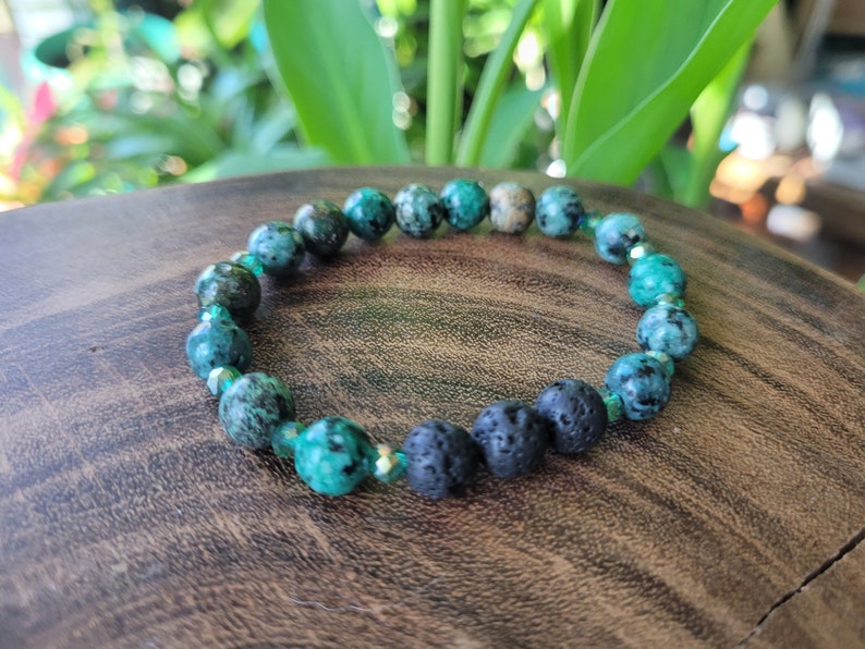 African Turquoise Essential Oil Bracelet, Green Stone Diffuser Bracelet, African Turquoise, Green Healing Stone Gift, Aromatherapy Gift image 6