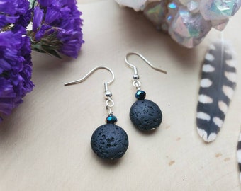 Oil Diffuser Earrings, Lava Stone Earrings, Boho Essential Oil Jewelry, Aromatherapy Earrings, Boho Dangle Earrings, EO Diffuser Jewelry