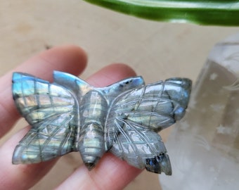 Labradorite Crystal Butterfly, Butterfly Carved Labradorite Gem, Labradorite Stone Mariposa, Rainbow Flash Labradorite Stone Butterfly Gift