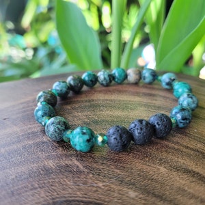 African Turquoise Essential Oil Bracelet, Green Stone Diffuser Bracelet, African Turquoise, Green Healing Stone Gift, Aromatherapy Gift image 3