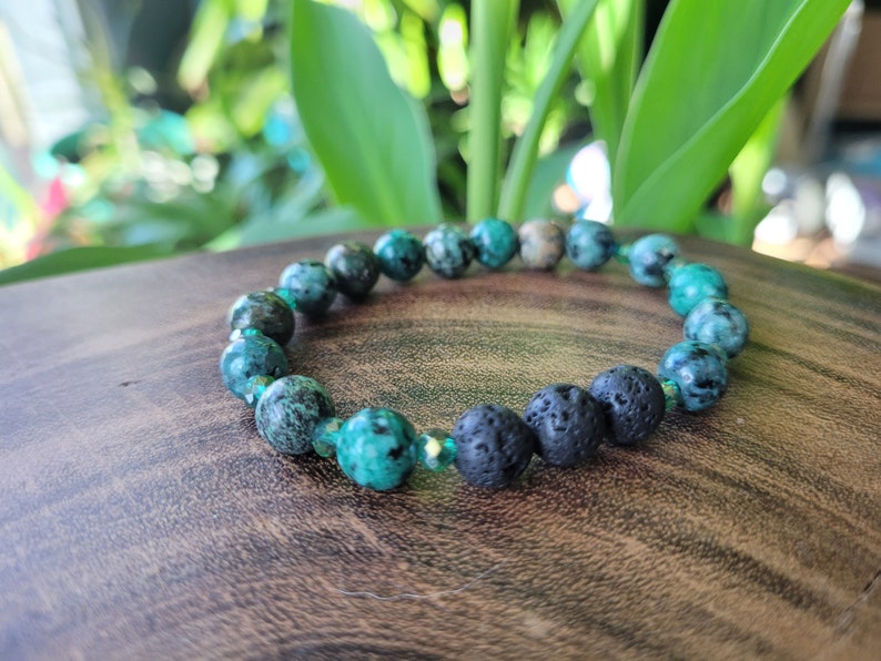 African Turquoise Essential Oil Bracelet, Green Stone Diffuser Bracelet, African Turquoise, Green Healing Stone Gift, Aromatherapy Gift image 3