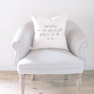 Throw Pillow - Personalized Together is Our Favorite Place To Be - Couple present, wedding, engagement gift, wedding shower, throw, cushion