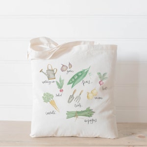 Tote Bag Vegetables Watercolor present, housewarming gift, wedding favor, bridesmaid gift, women's gift image 1