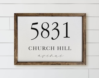 Wood Framed Sign - Personalized Lettered Address, rustic home decor, gallery wall, framed decor, farmhouse style, wall decor