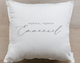 Christmas Throw Pillow - Emmanuel, Handmade in USA, 100% Organic Cotton, Home Decor, Cute, Housewarming Gift, Holiday Decor