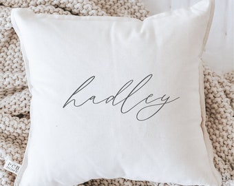 Throw Pillow - Personalized Calligraphy Name -  Choose Your Fabric Color, Text Color, Cover Size and Fill in Listing!