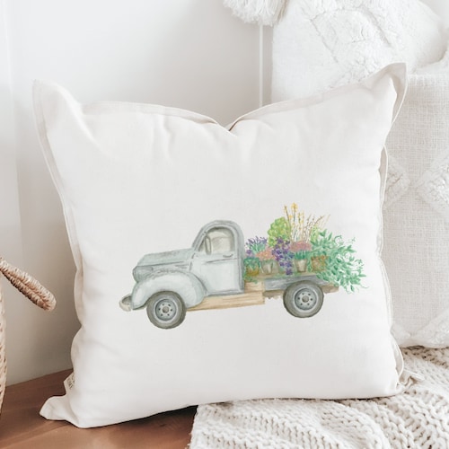 Throw Pillow Floral Wreath Watercolor Handmade in USA Etsy