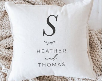 Throw Pillow - Personalized Initial and Names, couple, wedding gift, engagement gift, newlywed, valentines day gift, love, throw, cushion