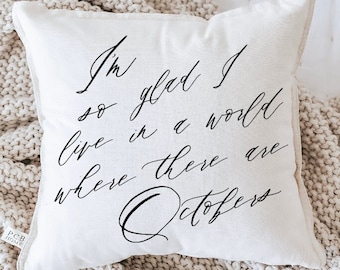 Throw Pillow - Octobers - Autumn home décor, fall décor, cushion cover, throw pillow, seasonal pillow, cursive font décor