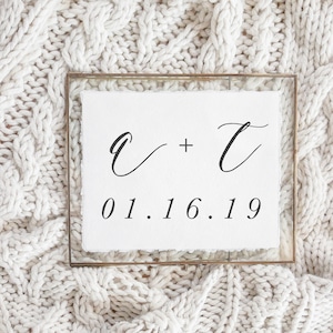 Personalized Glass Table Frames & Cards - Personalized Two Initials And Date | Newlywed Housewarming Gift, Personalized Two Initials Glass