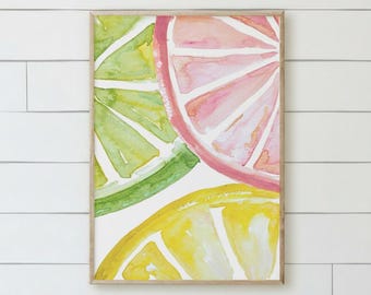 Wooden Frames - Watercolor Lemon Slices | Handcrafted Wood Frame, Eco-Friendly Wall Decor, Gallery Wall Art, Housewarming Gift