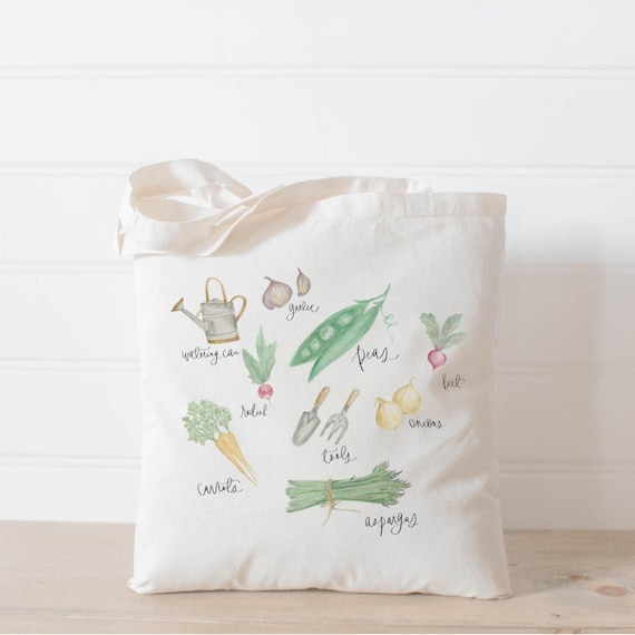 Tote Bags - Vegetables Watercolor | Cozy Home Gift, Girly Decor Gift Ideas, Sentimental Home Decor Gifts, Personalized Girly Gifts
