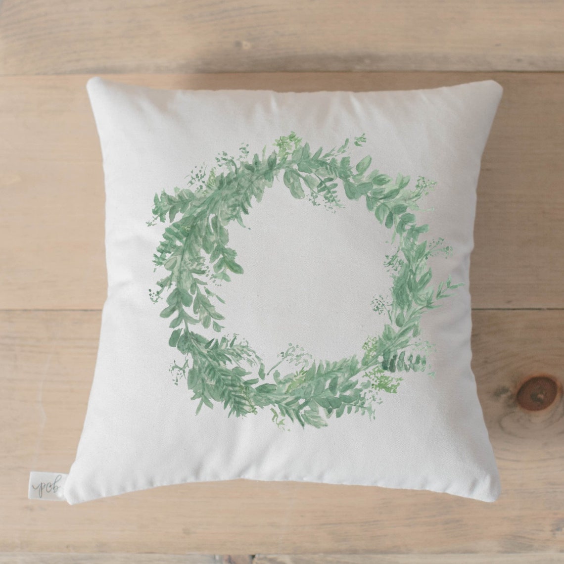 Throw Pillow Floral Wreath Watercolor Handmade in USA 100 Etsy