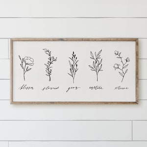 Wood Framed Sign - Wildflowers, rustic home decor, gallery wall, housewarming gift, framed decor, farmhouse style, spring decor
