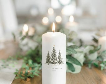 Tis The Season 3 Tree Christmas Pillar Candle