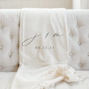 Personalized Throw Blankets - Personalized Two Initials and Date | Bridal Shower Gift, Personalized Throw Blanket, Wedding Gift Blanket
