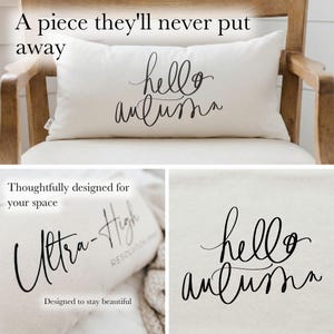 Lumbar Pillows - Hello Autumn | Cottagecore Housewarming Gift, Hello Autumn Lumbar Pillow, Cozy Home Lumbar Pillow, Autumn Home Decor Gift afbeelding 4