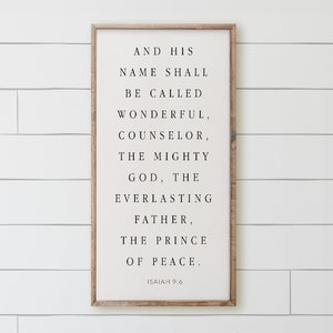Holzschild - Jesaja 9:6, handgefertigt in den USA, rustikales Wohndekor, Bilderwand, Weihnachtsgeschenk, Farmhausstil