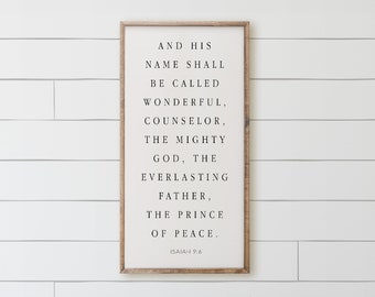 Wood Framed Sign - Isaiah 9:6, Handmade in USA, rustic home decor, gallery wall, holiday gift, framed decor, farmhouse style