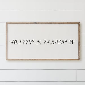 Wood Framed Sign - Personalized Coordinates rustic home decor, gallery wall, housewarming gift, framed decor, farmhouse style, wall decor