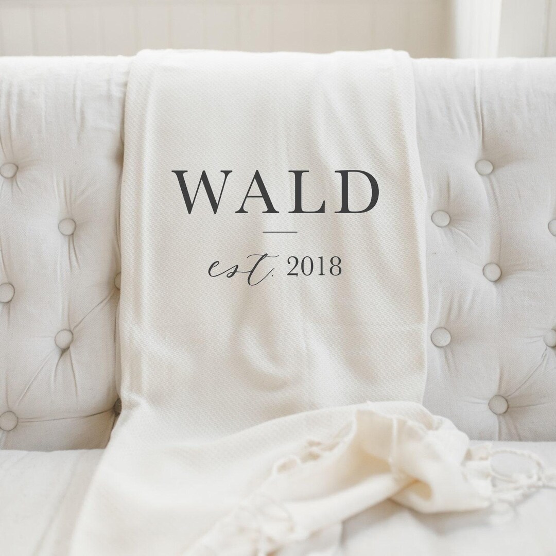 Personalized Throw Blankets - Personalized Last Name With Line | Housewarming Gift, Personalized Throw Blankets, Cozy Home Blanket - White - No Stripe, One Item