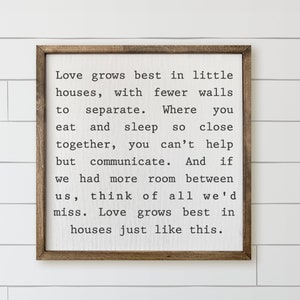 Love Grows Best - Holzschild, gerahmtes Schild, Love Grows Best, rustikale Deko für das Haus, Galeriewand, Einweihungsgeschenk, Bauernhaus, Wanddeko