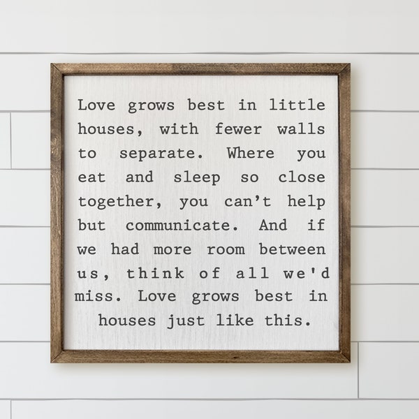 Panneau à ossature de bois - Love Grows Best, décoration rustique, mur de galerie, cadeau de pendaison de crémaillère, décor encadré, style de ferme, décoration murale