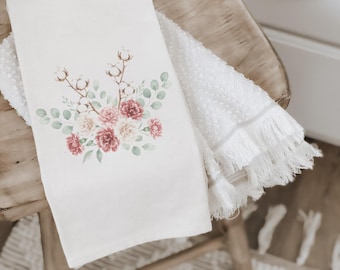 Tea Towel - Spring Cotton Bouquet | Valentine's Day Gift, Valentine's Day Kitchen Decor, Spring Tea Towel, Hostess Gift Tea Towel
