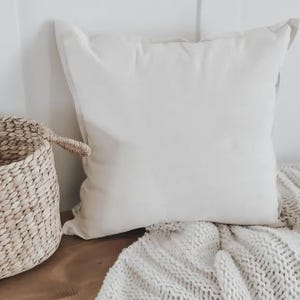 Cojín con acento neutro: decoración del hogar, regalo de inauguración, funda de cojín blanca, cojín cuadrado en blanco