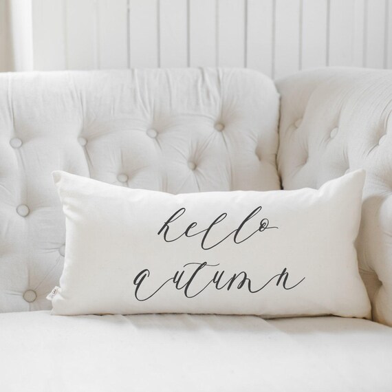 Lumbar Pillow - Hello Autumn, home decor, housewarming gift, cushion cover, throw pillow, fall decor, autumn