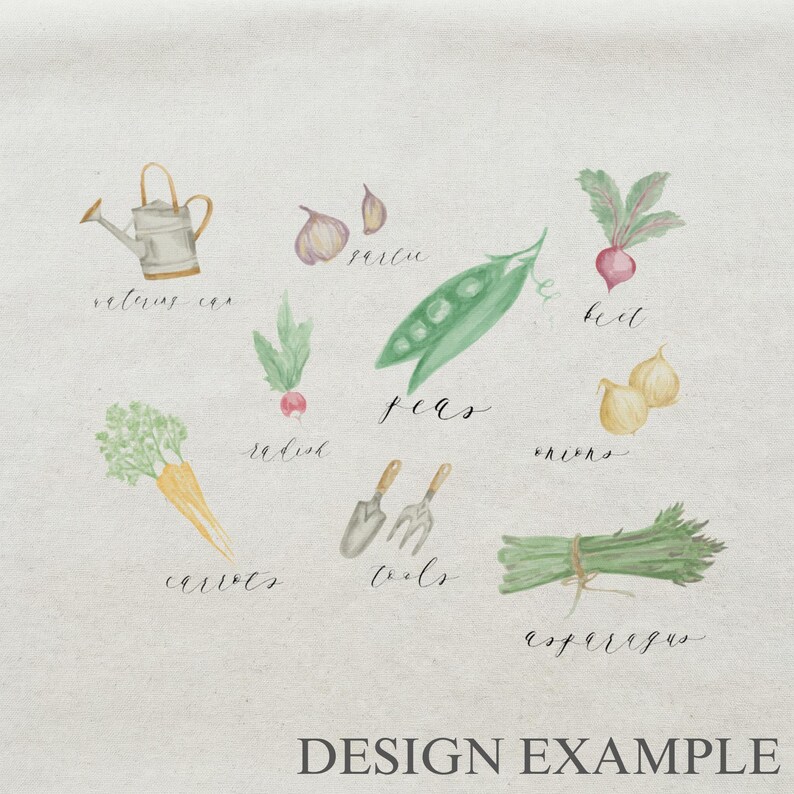 Tote Bags - Vegetables Watercolor | Cozy Home Gift, Girly Decor Gift Ideas, Sentimental Home Decor Gifts, Personalized Girly Gifts immagine 2