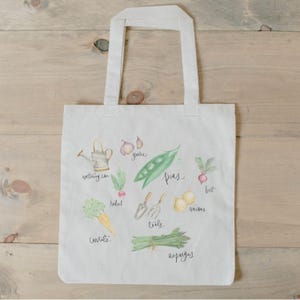 Tote Bags - Vegetables Watercolor | Cozy Home Gift, Girly Decor Gift Ideas, Sentimental Home Decor Gifts, Personalized Girly Gifts immagine 3