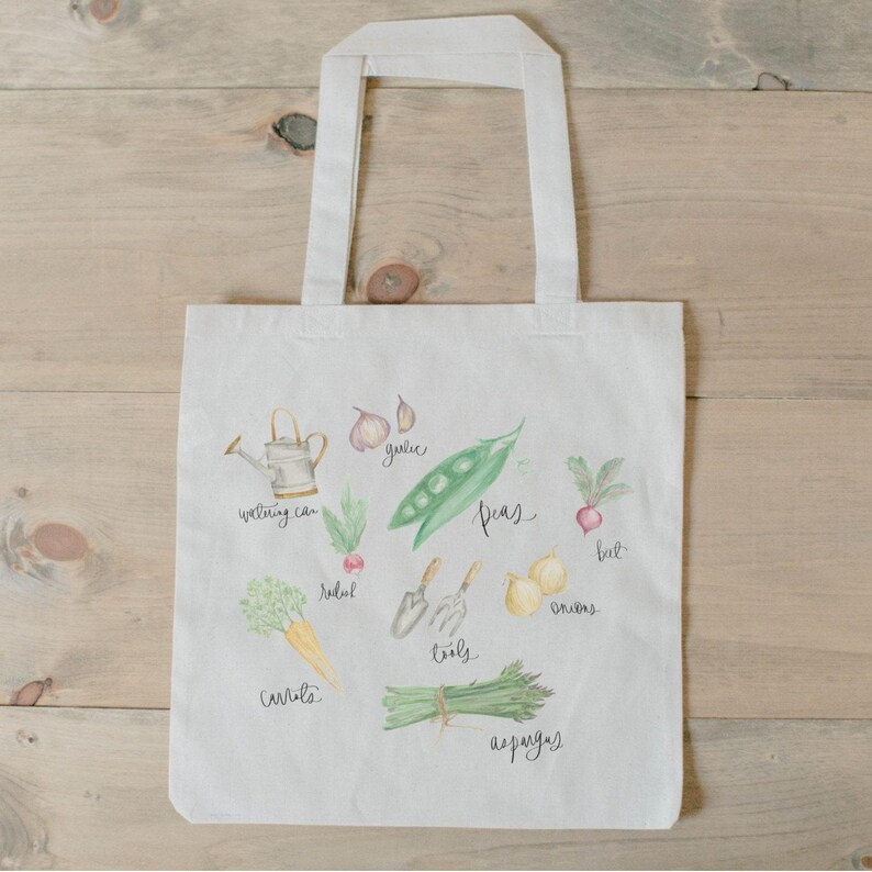 Tote Bags - Vegetables Watercolor | Cozy Home Gift, Girly Decor Gift Ideas, Sentimental Home Decor Gifts, Personalized Girly Gifts immagine 3