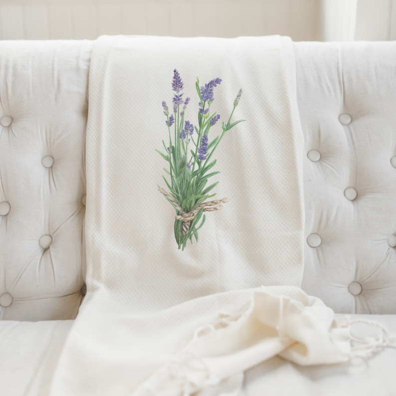 Watercolor Throw Blanket Lavender Made in USA Lightweight Spring Summer Decor Gift Living Room Birthday Present Decorative