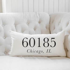 Personalized Lumbar Pillows - Personalized Zip Code | Housewarming Gift, Personalized Lumbar Pillow, Gift For Hostess, Housewarming Gift