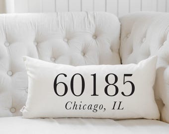 Personalized Lumbar Pillows - Personalized Zip Code | Housewarming Gift, Personalized Lumbar Pillow, Gift For Hostess, Housewarming Gift