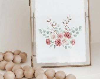 Glass Table Frames & Cards - Spring Cotton Bouquet | Valentine's Day Gift, Valentine's Day Decor, Cozy Home Gifts, Hostess Gift