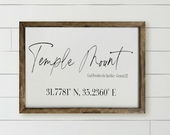 Wooden Frame - Temple Mount | Scripture Wall Art, Handcrafted Decor, Eco-Friendly Gift, Home Gallery Frame, Religious Decor